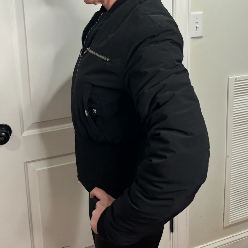 T ALEXANDER WANG BLACK CROPPED BOMBER JACKER 4 - Picture 14 of 14